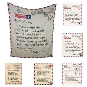Envelope Blankets Throw Mom Dad Husband to Son Daughter Wife Letter Travel Blanket Families Love Bedding Warm Cover Sheet Spring Summer Fall Gifts