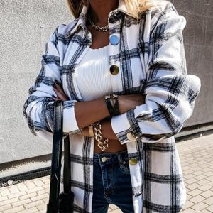 Frauen Trench Coats Ladies Langarmjacke Lose l￤ssige Retro Plaid Hemdmantel Jacken ￜberladung Single Breace Outwear Frau MUJER