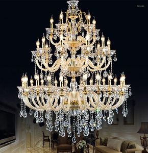 Chandeliers Kościół luksus wisiorek żyrandol kryształowy kroplanie złoto el lobby oświetlenie duże lampy schodowe LAMPES LAMPY