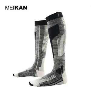 Men's Socks Quality Professional Men/Women Mercerized Merino Wool Ski Outdoor Thicken Terry Warm Knee High Long Socks