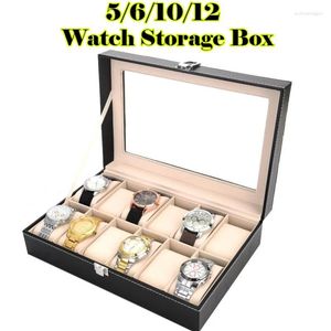 Watch Boxes 5/6/10/12 Grids Gift Box PU Leather Case Holder Organizer Storage For Quartz Watches Estuches Para Relojes 2022