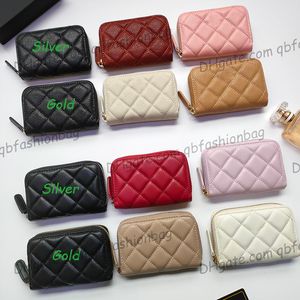 22A Womens Caviar Leder Card Halten Sie Münzholzbeutel Kalbsleder/Lambleder gesteppt Multi -Pochette Mini Gold Mini Brieftasche Luxus Designer Clutch -Beutel mit Geschenkbox 10x9cm