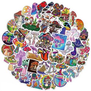 50pcs/lot Waterproof Stickers Colorful Mushrooms For Car Laptop Helmet Pad Bicycle Bike Motorcycle Guitar Fridge