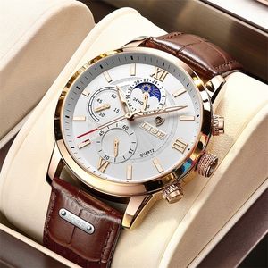 Avanadores de pulso Lige Men Watches Moda Leather à prova d'água marca luminosa marca Luxury S Quartz Wristwatch Relogio Masculinobox 221026