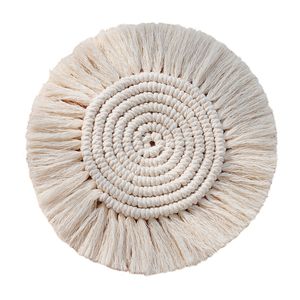 Boho Coasters Mats Beige Saugle Tailla für Holztisch Schutz gewebtes handgemachtes Hauswarminggeschenke für neues Zuhause