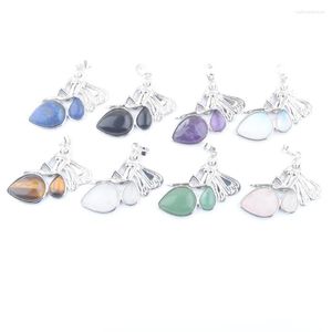Pendant Necklaces 8Pcs/Lot Angel Goddess Pendants Teardrop Crystal Tigers Eye Lapis Natural Stone Beads Dangle Charms For Women Jewelry