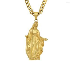 Anhänger Halsketten Mode 316L Edelstahl Jungfrau Maria Frauen Männer Jahrestag Halskette Religion Hip Hop Schmuck Unisex Zubehör