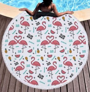 Toalha de praia redonda de microfibra de Flamingo inteira Mandala Big Towels de praia Bobagem Picnic Yoga Mat Boho Tobeira de mesa Diâmetro 150cm77713865