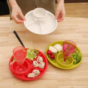 Flatware Sets Divided Plate Children's Outdoor Picnic Primary School Students Fast Anti-fall Bowl