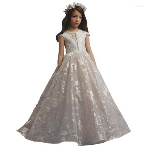 Vestidos de menina princesa meninas vestido branco renda robe fille soiree cerimônia applique crianças vestido de baile primeira comunhão tule festa