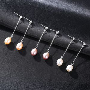 Ny lyx Long Pearl Ear Line Dangle ￶rh￤ngen Kvinnor smycken Fashion Temperament Lady S925 Silver Needle Exquisite Earring Accessories Gift