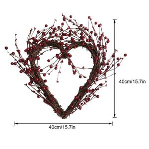 Dekoratif Çiçek Çelenkleri Yapay Kalp Şeklinde Simülasyon Kapısı Askı Çelenkler Çelenkler Berry Kırmızı Meyveler Çok Molor Faz Kalp Şekleli Süsler RRA255