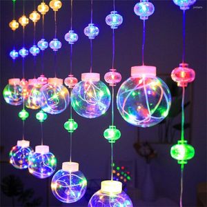 Strings 3M LED Wishing Ball Solar Curtain String Lights With Remote Lantern Globe Fairy Garland Light For Window Bedroom Wedding Decor