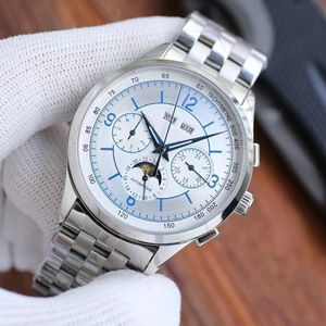 Nowy zegarek mechaniczny męski 40 mm srebrny obudowa 759 Wersja Upgrade Super Movement Wersja w pełni automatyczny kalendarz łańcucha wielofunkcyjny timer Delikatne eleganckie luksusowe zegarek