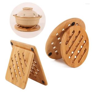 Table Mats Non-Slip Heat Resistant Pot Holder Bamboo Trivet Mat Pads Coffee Tea Cup Decorative For Pans Dishes