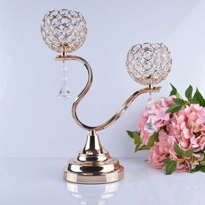 Candle Holders Elegant 2 Arms Crystal Lantern Romantic Wedding Table Centerpieces Candleabra Home Decoration