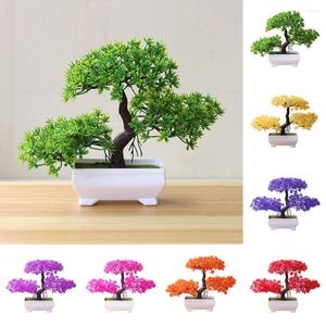 Decorative Flowers Welcome Song Bonsai Artificial Plastic Green Plant Potted Fake Small Tree Home Table Decoration Garden Arrangement