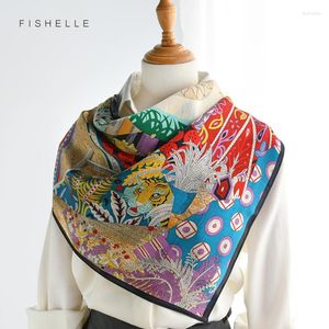Scarves Colorful Natural Silk Scarf Women Head Scarfs Luxury Real Satin 90x90 Square Grey Hijab Ladies Spring Summer