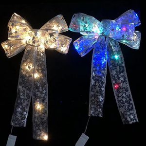 Decorações de Natal LED Christmas Bow Gold Silver Red Red com luzes PROIR PRESTADO PARA OSTRAS DE CRANÇO ANO DE DECORAÇÃO DO ANO