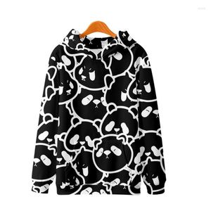 Herrtröjor avslappnade långa ärmar svart panda tryck tröja 2022 hösten män huva tröja utkläder mode hiphopkläder