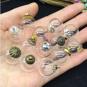 Подвесные ожерелья 100 сцен 16 мм 4 мм открытый Diy Clear Glass Ball Bottle с 8 -миллиметровой металлической крышкой пустые контейнеры пузырьки глобальные флаконы