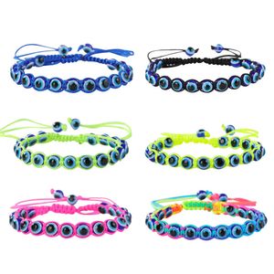 Turkish Eye Bracelet Red Blue Evil Eyes Lucky Couple Strands Bracelets for Women Colorful Bead Rope Chain Charm Jewelry