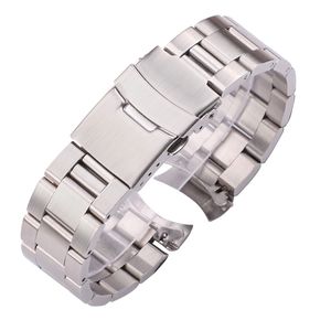 Klockarmband 20 mm 22 mm klockarmband i rostfritt stål Silver Svart Böjt ände Klockarmband Dam Män Metallurarmband 221027