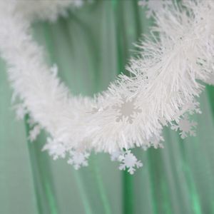 Christmas Decorations 2M Snowflake Rattan Tinsel Garland Tree Ornaments Metallic Foil White Wire Xmas Year Party Decor