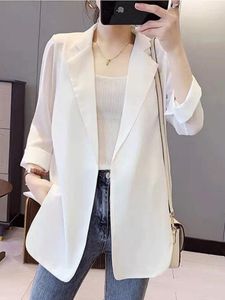 Damenanzüge Frühling und Sommer Chiffon Kleine Anzugjacke Lose Sonnencreme Mittellange Damen Strickjacke Casual Top Blazer Damen