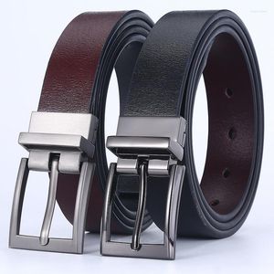 Belts Quality Men's And Women's Classic Alloy Rotary Buckle Double Sided Available Two-Layer Leather Casual Jeans Belt
