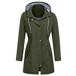 Women's Trench Coats Women Solid Rain Jacket Outdoor Hoodie Waterproof Hooded Raincoat Windproof Tops Half Windbreaker