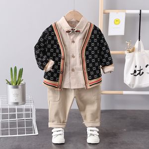 Frühling Herbst Kinder Mädchen 3PCS Kleidung Set Strickjacke Mantel Baumwolle T-shirts Leggings Baby Jungen Anzug