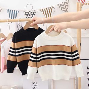 T-shirts Clothing Sets Toddler Kid Boy Clothes Autumn Winter Warm Pullover Top Long Sleeve Plaid Sweater Girl Fashion Knitted Gentleman Knitwear 2-7t