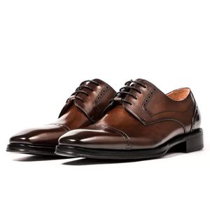 Dress Shoes Men's Oxford Derby Formal Lace Up Skórzane męskie ślub