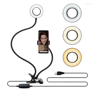 Tripodlar Led Video Pografi Selfie Ring Light Dimmabable Clip Masaüstü Aydınlatma Telefon Tutucu USB Lamba Makyajı