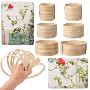 Decorative Figurines 10Pcs Tools Round Crafts Wooden Bamboo Hoop Ring Floral Dream Catcher