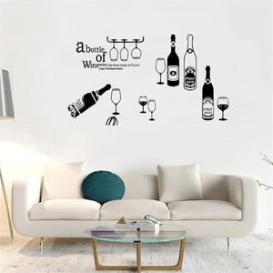 Adesivos de parede Uma garrafa de adesivo de barra de decalque de vinho para decoração de cozinha decoração da sala de estar mural DW20822