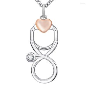 Łańcuchy Xiaojing 925 Sterling Silver Love Heart Sieć stetoskopowy łańcuch wisiewdanclace DIY Make Fashion Biżuteria dla kobiet prezenty 2022