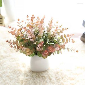 Decorative Flowers Artificial Leaves Branches Simulation Plant Hance Eucalyptus Mini Bouquet Plastic Home Decoration Green Single Fake