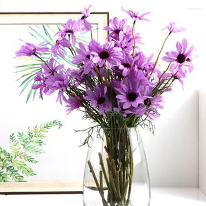 Decorative Flowers Artificial Fake Vintage Oil Painting Style Daisy Bouquet For Home Garden Office Dining Table Wedding Decor