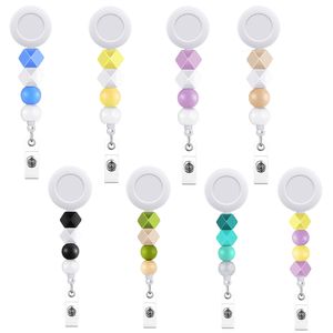 20 PCs/lotes de moda an￩is v￡rias cores Silicone Badge Belge Reel com clipe de jacar￩ para professores para professores Acess￳rios de presentes de enfermagem