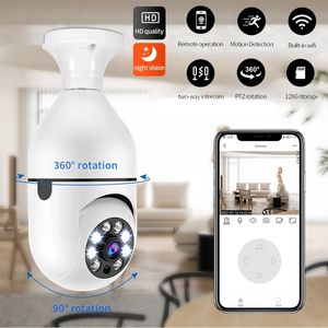 WiFi E27 glödlamporövervakning Videokamera full färg 1080p trådlös 360 rotera 4x digital zoomvideosäkerhet kamratvision automatisk mänsklig spårning