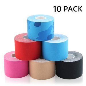 Elbow Knee Pads 10 Pack Kinesiology Tape 5m Sports Sports S Rolls Protector Wodoodporny mięsień Bandaż Kobiet Bieźnia Bieźnia 221027