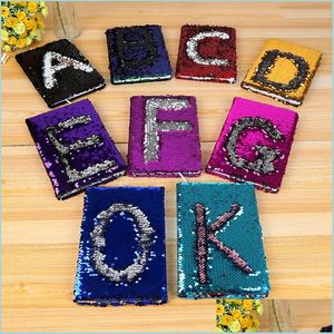 Anteckningar Fashion Sequin Letter Notebook Notepads Tickler Books Office School Supplies Stationery Gift Christmas DHS Drop Delivery 20 DHB92