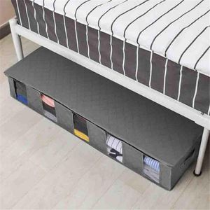 Clothing Storage Large NonWoven Under Bed Bag Quilt Blanket Clothes Bin Organizer Box Divider Folding Closet Dormitory Save Space Contain