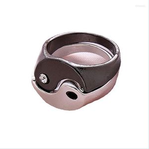 Cluster Ringe Cluster Ringe 2 Stücke Mode Tai Chi Yin Yang Set Für Frauen Männer Retro Punk Metall Schwarz Weiß Klatsch Schmuck Couplecluste Dhins