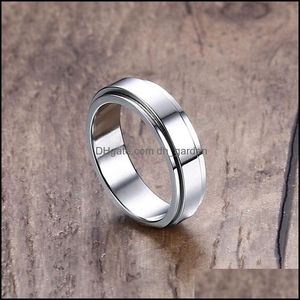 Cluster-Ringe, Cluster-Ringe, 8 mm/6 mm, Edelstahl, Spinnerring für Herren, Juwelen, gebürstete Mitte, Hochzeit, Verlobung, Bandqualität, matt, Dhk8C