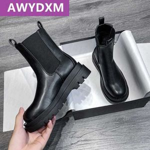 Stiefel Mode Damen Knöchel 2022 Runde Zehe Neue Luxus Stil Platfrom Chelsea Schnee Warme Goth Schuhe Slip-on Mujer Zapatos Y2210