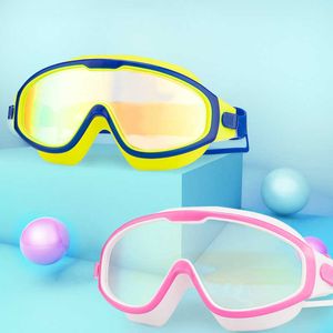 óculos de moda de moda infantil Óculos de natação de natação Anti-FOG UV Kids copos com tampão para crianças L221028