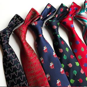 Бабочки Hooyi Men Men Christmas Tie Snow Santa Claus шелковая шея для вечеринки Red 8 см.